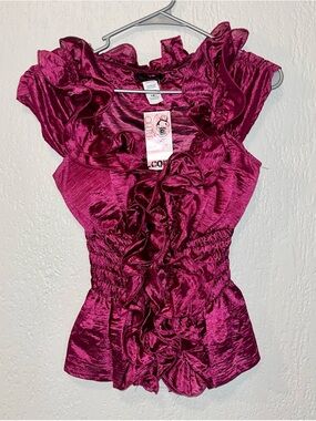 Love Culture Ruffled Satin Blouse - SZ/ M